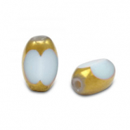 Perles en verre ovale à facettes Grise-doré