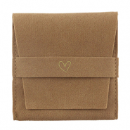 Sachet à bijoux coeur Marron sierra-doré