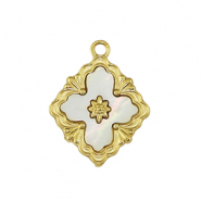 Breloques en acier Inox fleur Doré