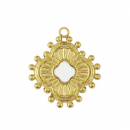 Breloques en acier Inox fleur Doré /