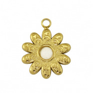 Breloques en acier Inox fleur Doré /