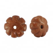 Pierres naturelles perles verre fleur Paillettées marron brique