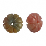 Pierres naturelles perles agate fleur Multicolore vert orange