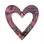 Pendentifs en résine cœur Rose magenta-noir