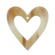 Pendentifs en résine cœur Beige