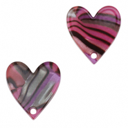Pendentifs en résine cœur Rose magenta-noir