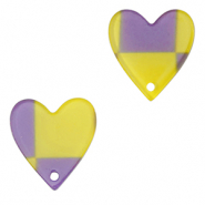 Pendentifs en résine cœur Violet-vert lime
