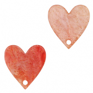 Pendentifs en résine cœur Rouge corail