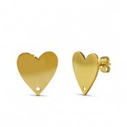 Boucles d'oreilles en acier Inox coeur Doré