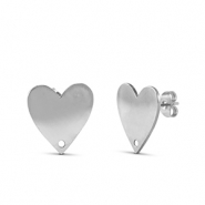 Boucles d'oreilles en acier Inox coeur Argenté