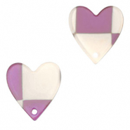 Pendentifs en résine cœur Violet-beige