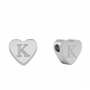 Perles en acier Inox coeur lettre K Argenté