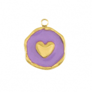 Breloques en acier Inox coeur Doré-violet
