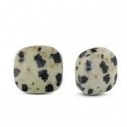 Perles en pierre naturelle Dalmatien carrées Greige-noir