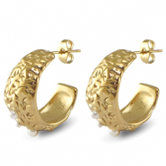 Boucles d'oreilles / puces en acier Inox imitations perles Doré