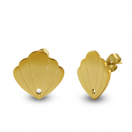 Boucles d'oreilles en acier Inox coquille Doré