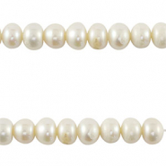 BQ Perles d’eau douce plates et rondes Blanc naturel