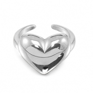 Bagues en acier Inox coeur Argenté