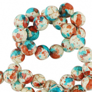 Perles en céramique 8mm Blanc-rouge bleu