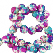 Perles en céramique 6mm Blanc-violet bleu