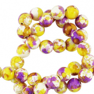 Perles en céramique 6mm Blanc-jaune violet