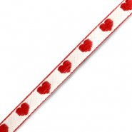 Ruban texte cœurs Blanc-rouge
