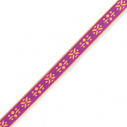 Ruban texte fleurs N&eacute;on violet-orange