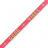 Ruban texte "good vibes" N&eacute;on rose-vert