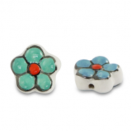 Perles en céramique fleur Vert-bleu-rouge