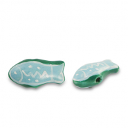 Perles en céramique poisson Bleu-vert