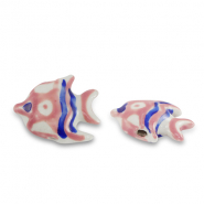 Perles en céramique poisson Rose vintage-bleu royal