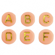 Perles lettres acryliques mélangées Rose pêche clair-doré