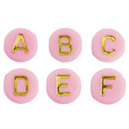 Perles lettres acryliques mélangées Rose clair-doré