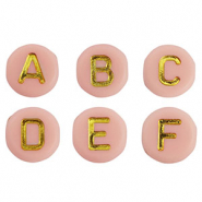 Perles lettres acryliques mélangées Rose bébé-doré