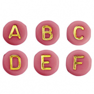 Perles lettres acryliques mélangées Rose-doré