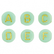 Perles lettres acryliques mélangées Vert menthe-doré