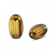 Perles en verre ovale à facettes Jaune transparent-doré