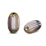 Perles en verre ovale à facettes Lilas transparent-doré