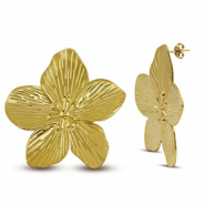 Boucles d'oreilles puces en acier Inox fleur Doré