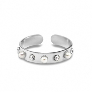 Bagues en acier Inox perles Argenté