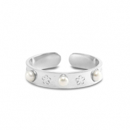 Bagues en acier Inox perles Argenté