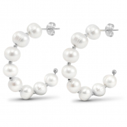 Boucles d'oreilles / puces en acier Inox perles Argenté