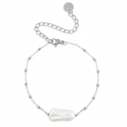 Bracelets en acier inox perles Argenté