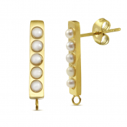 Boucles d'oreilles / puces en acier Inox perles avec anneau Doré