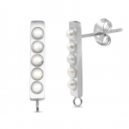Boucles d'oreilles / puces en acier Inox perles avec anneau Argenté