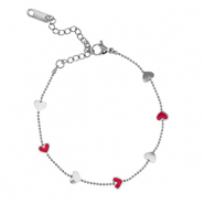 Bracelets en acier Inox coeurs Argenté