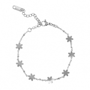 Bracelets en acier Inox fleur Argenté