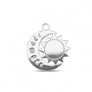 Breloques en acier Inox lune et soleil Argenté