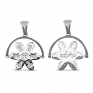 Breloques en acier Inox tourner fleur Argenté