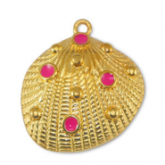 Breloques en métal DQ coquille Fuchsia-Doré (sans nickel)